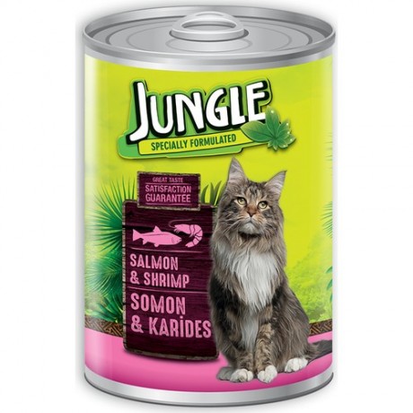 Jungle Somon Ve Karidesli Konserve Yetişkin Kedi Maması 415 Gr