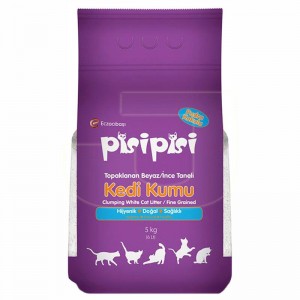 Pisipisi Pudra Kokulu İnce Taneli Topaklaşan Kedi Kumu 5 KG