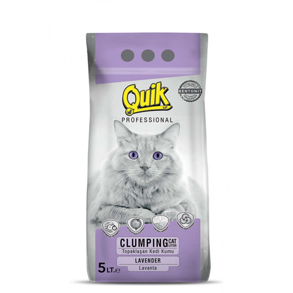 Quik Bentonit Topaklaşan İnce Lavanta Kokulu Kedi Kumu 5 Lt