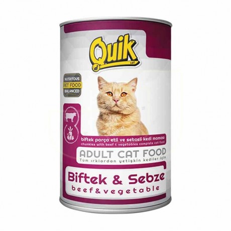 Quik Biftek Ve Sebzeli Konserve Yetişkin Kedi Maması 415 gr