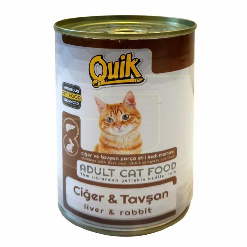 Quik Ciğerli Ve Tavşan Etli Konserve Yetişkin Kedi Maması 415 gr