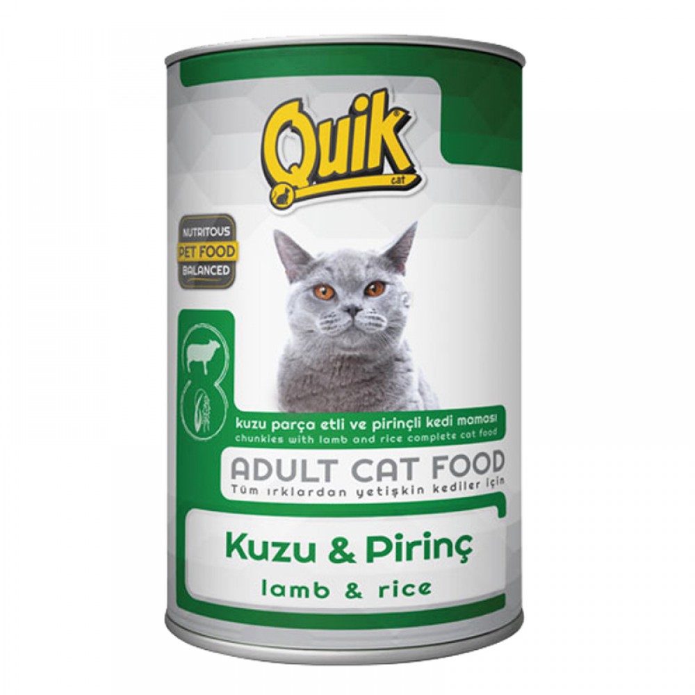 Quik Kuzu Etli Ve Pirinçli Konserve Yetişkin Kedi Maması 415 gr