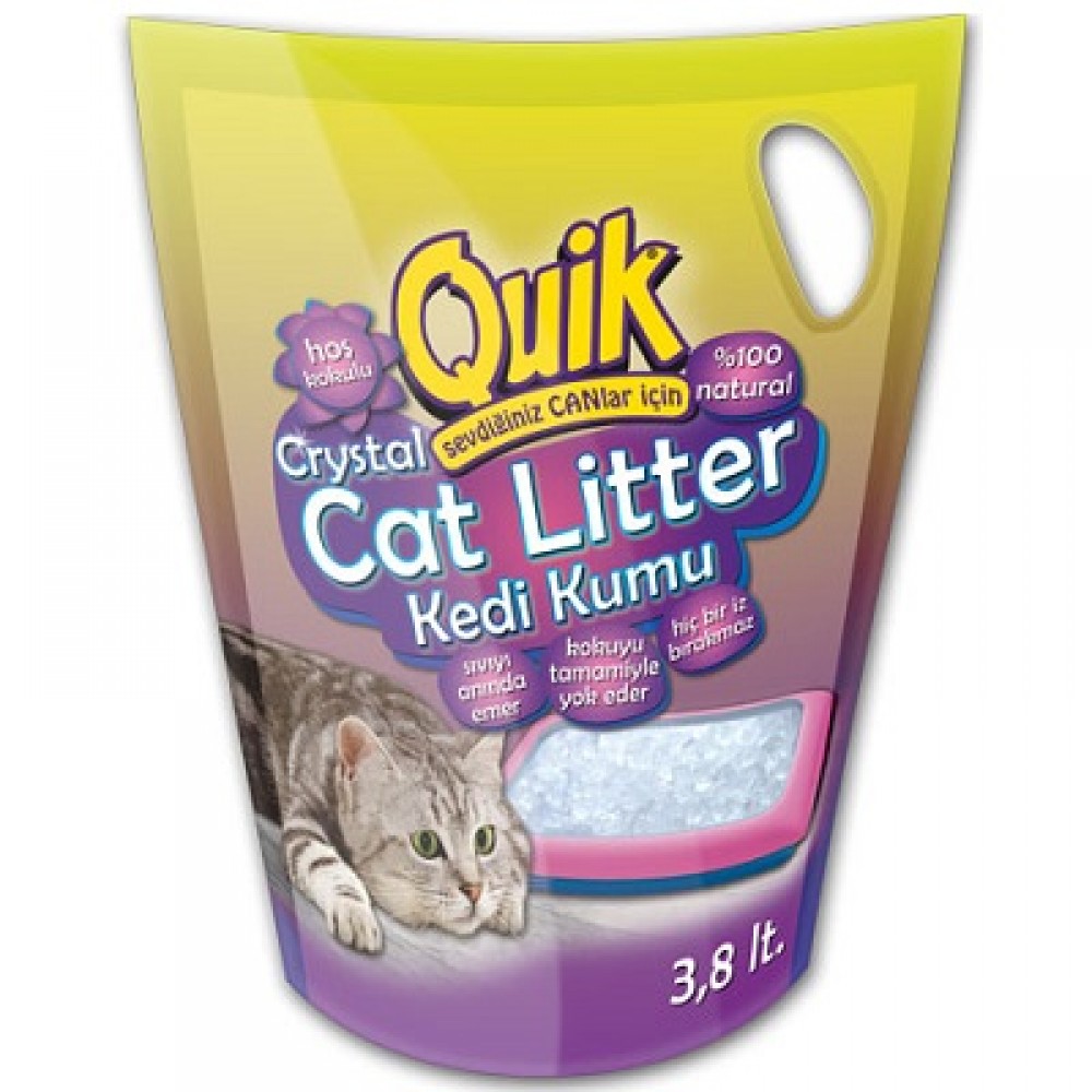 Quik Mavi Boncuklu Kristal Kedi Kumu 3.8 Lt