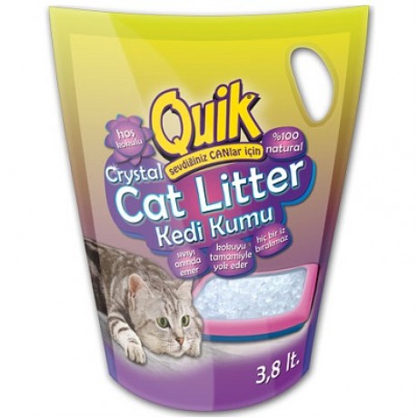 Quik Mavi Boncuklu Kristal Kedi Kumu 3.8 Lt